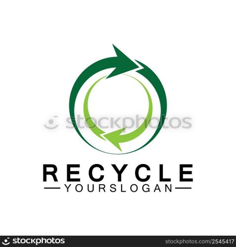 green arrow recycle logo vector icon template