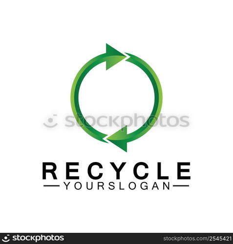 green arrow recycle logo vector icon template