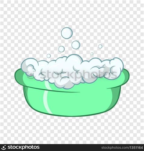 Green baby bath with foam icon in cartoon style on a background for any web design . Green baby bath with foam icon, cartoon style