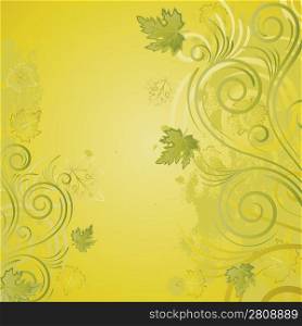 Green background with abstract green and gold leaves
