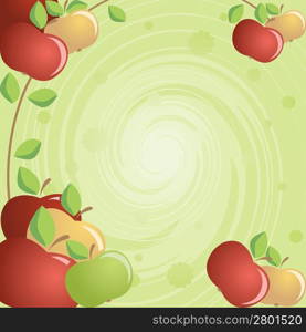 Green background with apples
