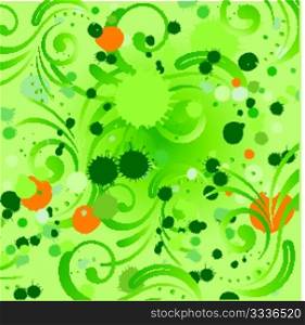 green background with splash and nature curls