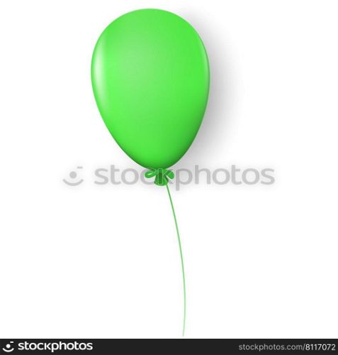 Green balloon with highlights and shadow on rope isolated on white background. Vector illustration.. Green balloon with highlights and shadow on rope isolated on white background.