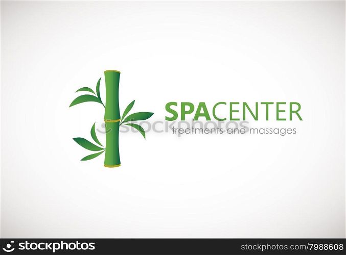 Green bamboo logo sign. Vector logotype design for spa, massage, beauty salon and health clinic.