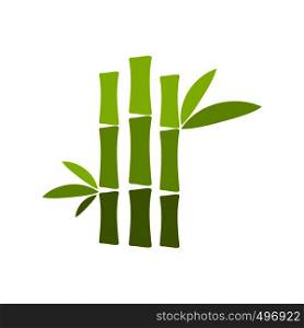 Green bamboo stem flat icon isolated on white background. Green bamboo stem flat icon