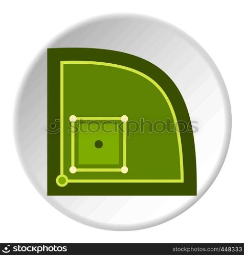 Green baseball field icon in flat circle isolated vector illustration for web. Green baseball field icon circle