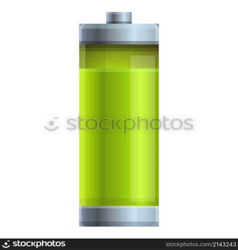 Green battery icon cartoon vector. Charge energy. Full level. Green battery icon cartoon vector. Charge energy