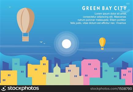 Green Bay Wisconsin City Building Cityscape Skyline Dynamic Background Illustration