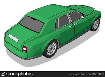 Green bentley, illustration, vector on white background.