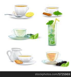 Green black herbal iced tea decorative icon set isolated vector illustration