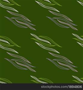Green botanical line shapes seamless pattern. Nature wallpaper. Design for fabric, textile print, wrapping, cover. Vector illustration.. Green botanical line shapes seamless pattern. Nature wallpaper.