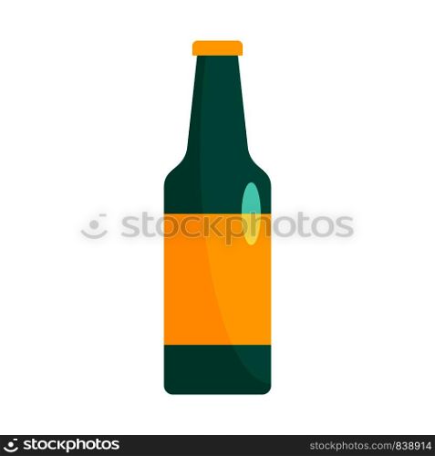 Green bottle of beer icon. Flat illustration of green bottle of beer vector icon for web design. Green bottle of beer icon, flat style