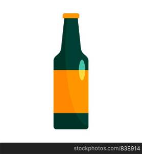 Green bottle of beer icon. Flat illustration of green bottle of beer vector icon for web design. Green bottle of beer icon, flat style