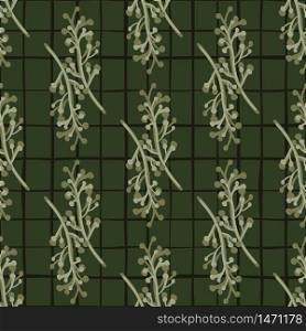 Green branches seamless pattern. Vintage rustic with twig pattern. Design for fabric, textile print, wrapping paper, cover. Abstract vector illustration.. Green branches seamless pattern. Vintage rustic with twig pattern.