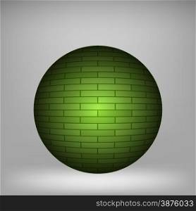 Green Brick Sphere on Grey Background for your Design. . Brick Circle
