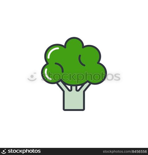 Green broccoli color line icon isolated vector. Juicy vegetable illustration. Healthy organic food logo. Green broccoli color line icon isolated vector
