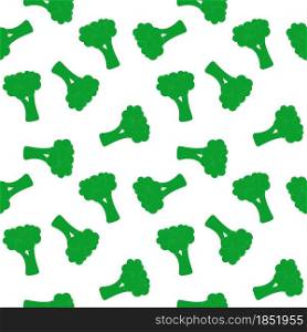 Green broccoli seamless pattern, vector illustration. Vegetables randomly. Wholesome healthy organic food.. Green broccoli seamless pattern, vector illustration.