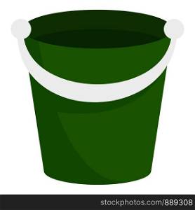 Green bucket icon. Flat illustration of green bucket vector icon for web design. Green bucket icon, flat style