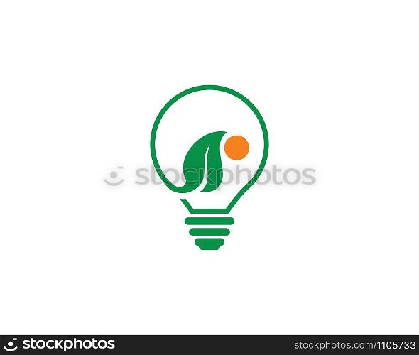 Green bulb energy template concept leaf vector