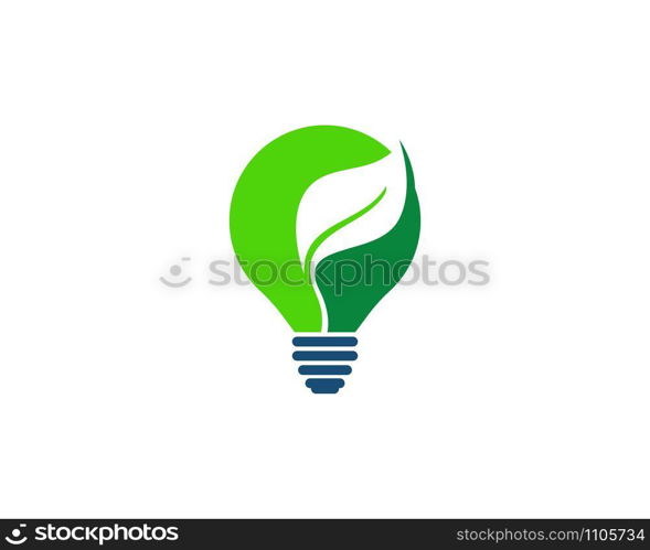 Green bulb energy template concept leaf vector