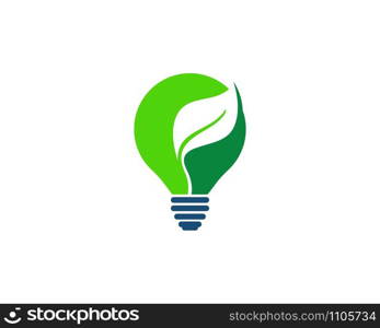 Green bulb energy template concept leaf vector