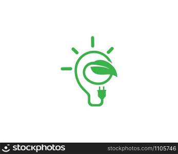 Green bulb energy template concept leaf vector