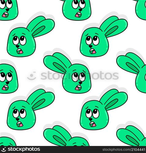 green bunny head seamless pattern textile print