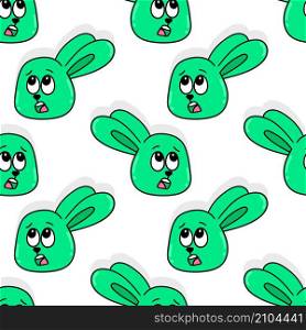 green bunny head seamless pattern textile print