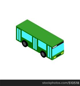 Green bus icon in isometric 3d style on a white background. Green bus icon, isometric 3d style