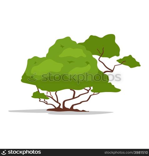 Green bush for garden decor semi flat color vector object. Full sized item on white. Park and forest. Element of nature preserve simple cartoon style illustration for web graphic design and animation. Green bush for garden decor semi flat color vector object