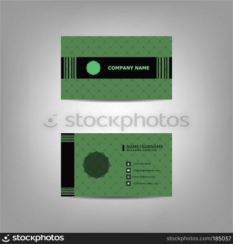 Green business card design template, stock vector
