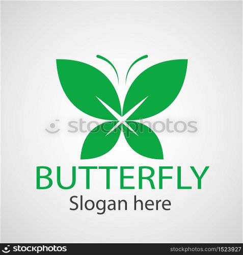 Green butterfly leaf template icon vector