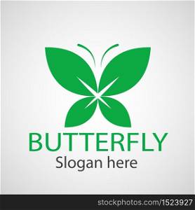 Green butterfly leaf template icon vector