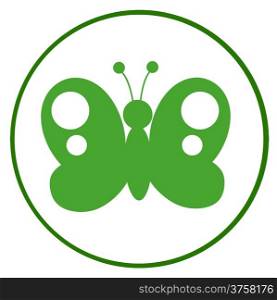 Green Butterfly Silhouette In Circle