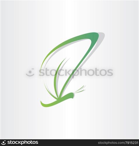 green butterfly stilyzed symbol eco bio insect background shape icon