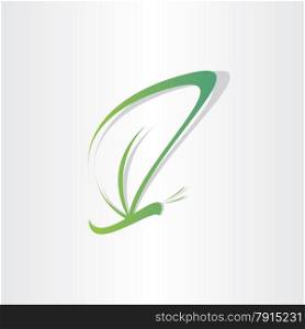 green butterfly stilyzed symbol eco bio insect background shape icon