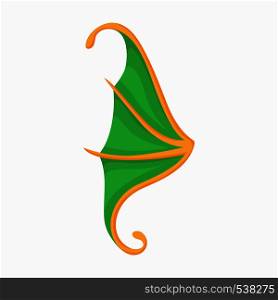 Green butterfly wing icon in cartoon style isolated on white background. Green butterfly wing icon, cartoon style