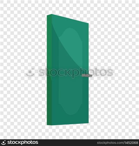 Green cabinet door icon. Cartoon illustration of door vector icon for web design. Green cabinet door icon, cartoon style