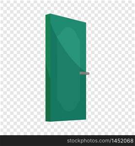 Green cabinet door icon. Cartoon illustration of door vector icon for web design. Green cabinet door icon, cartoon style