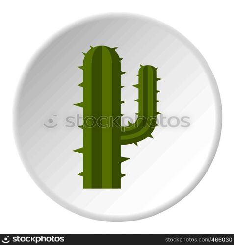 Green cactus in red pot icon in flat circle isolated on white vector illustration for web. Green cactus in red pot icon circle