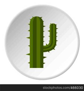 Green cactus in red pot icon in flat circle isolated on white vector illustration for web. Green cactus in red pot icon circle