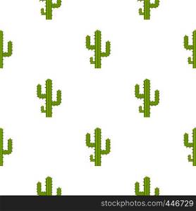 Green cactus pattern seamless background in flat style repeat vector illustration. Green cactus pattern seamless