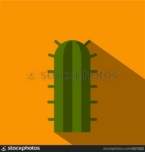Green cactus plant icon. Flat illustration of green cactus plant vector icon for web isolated on yellow background. Green cactus plant icon, flat style