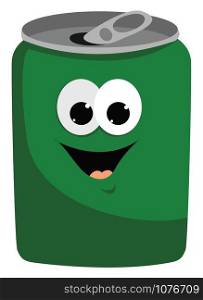 Green can, illustration, vector on white background.