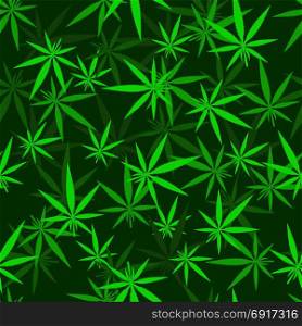 Green Cannabis Leaves Seamless Background. Marijuana Pattern. Green Cannabis Leaves