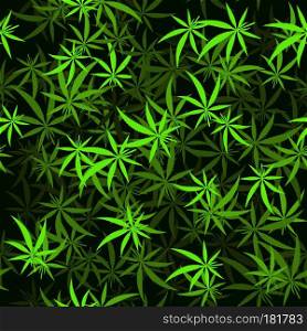 Green Cannabis Leaves Seamless Background. Marijuana Pattern. Medical Hemp Growth.. Green Cannabis Leaves Seamless Background. Marijuana Pattern