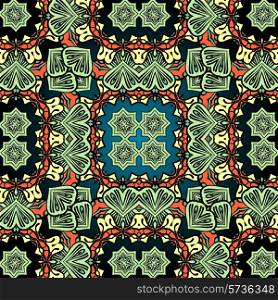 Green carpet asian wallpaper design. Tribal vintage element.