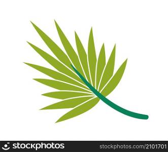 Green cartoon leaf palm for flat design. Illustration of palm vector green, leaf from tree, nature design graphic. Green cartoon leaf palm for flat design