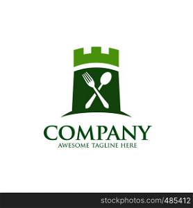 green castle and food logo vector concept element