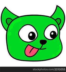 green cat head laughing happily
